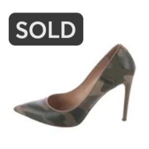 Valentino Rockstud Accents Leather/Canvas Heels (US Size 9.5)